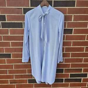 Madewell Silverbell Tie Neck Long Sleeves Shirt Tunic Mini Dress Stripe Sz SMALL